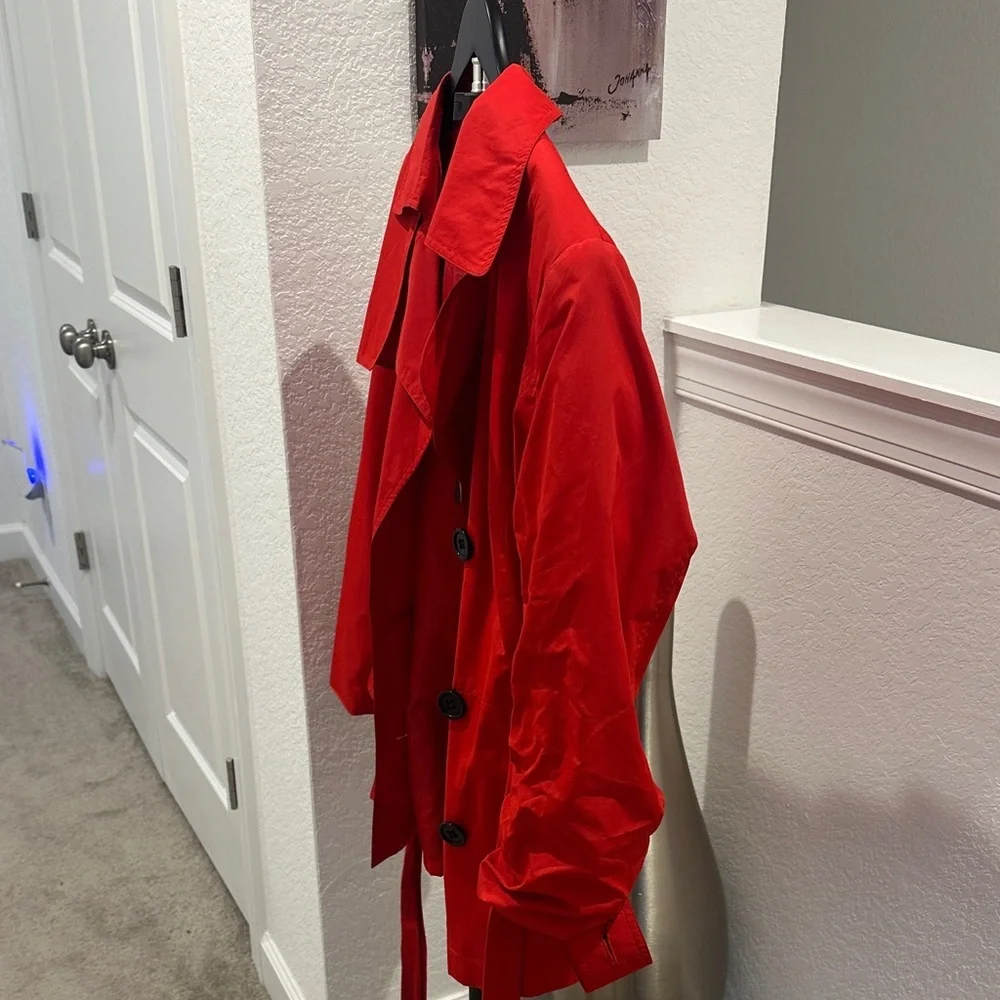 New York & Company Short Red Trench Coat - Picture 5 of 14